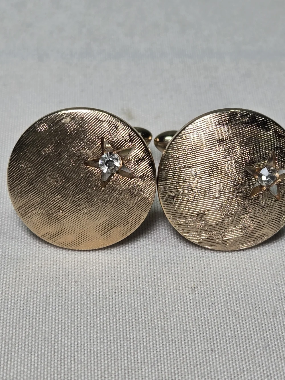 Vintage SWANK Cufflinks 3 pairs Gold Toned Fleur de lis Amber Domed 1960s